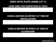 Code Data Plate (ASME A17.1)